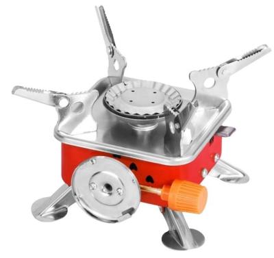 China Mini Size Portable Outdoor Gas Stove Stainless Steel Ignition Butane Piezo Camping Stoves for sale