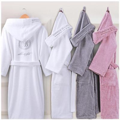 China 100% Cotton Hotel Bathrobe Mens Womens Sleepwear Robe 2021 Fleece Bathrobe Hooded Kimono Terry Towel Bathrobe Womens Robes With Hood for sale