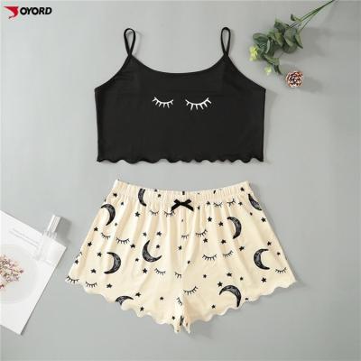 China Women Clothing Factory QUICK DRY Women Camisole Shorts Two Piece Set Vest Top And Shorts Homewear Summer Sleepwear for sale