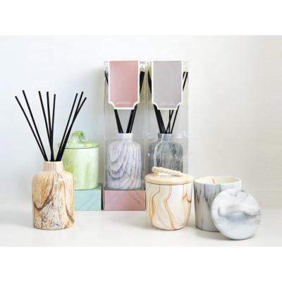 China Wholesale scented from DIY China factory, 210g ceramic yoga marble pattern pot wax candle gift works for home decoration for sale