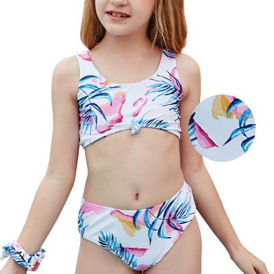 China Antibacterial Kids Girls Leaf Print Bikini Set Two Piece Swimsuit Swimsuit Bikinis Set Child Swimming Swimwear for sale