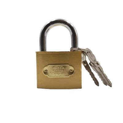 China Iron 38mm brass color imitated pujiang iron paint cheap padlock with cross key for sale