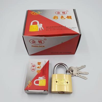 China Colored Imitated Iron 75mm Painting Iron Brass Colored Key Normal Cute Decorative Running Padlock for sale