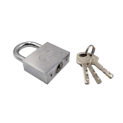 China Chrome Plated Iron 30mm Square Type Chrome Painted Key Padlock Silver Color Iron Padlock for sale