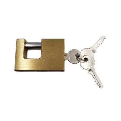 China Brass Material Iron 90mm Solid Rectangular Insurance Lock With Brass Cylinder And 3 Keys for sale