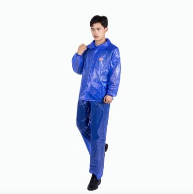 China Waterproof Windproof High Quality 0.5mm PVC Waterproof Reusable Fisherman Fishing Raincoat For Seaman Sailor Work Rain Jacket Raincoats Set for sale