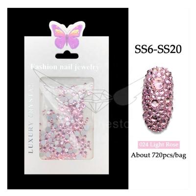 China Rose Flat Back Mix Rhinestones Kit Light Rose Nail Crystals from Flatback CY for sale