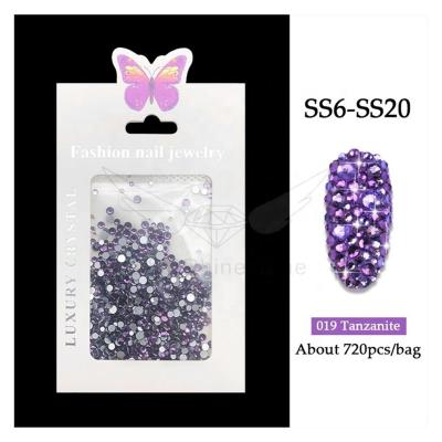 China Purple Flatback CY Tanzanite Round Rhinestone Flat Back Non Hotfix Art Glass Rhinestones Nails Accessories for sale