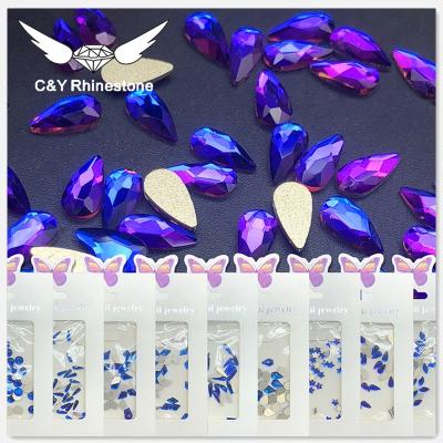 China C&Y Luxury Blue Flame Stone For Crystal Nail Art Rhinestone Glass Flat Back for sale