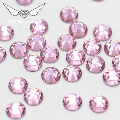 China Flatback CY Light Pink Flatback Crystal Glass Rhinestones Flat Back Hotfix Stone Volume No for sale