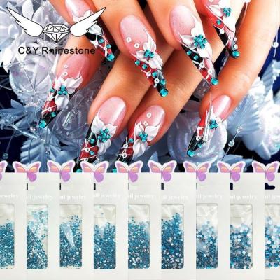 China Flatback C&Y Wholesale Non Repair Set Flat Bottom Glass Stone Nail Rhinestone Crystal Stone for sale