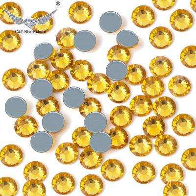 China Bulk Flatback CY Topaz Crystals Ss10 Hotfix Korean Glass Fake Stones Best Selling 10Ss for sale