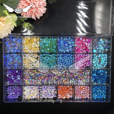 China Flatback CY Bling Mermaid Tears Mix Size Neon Stone Rhinestones Decoration 2 Boxes Hotfix Jelly Glass Rhinestone Nail Art No Bulk for sale