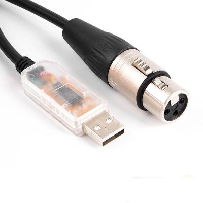 China Original FTDI Chip FTDI USB DMX 512 Canon XLR Cable for Stage Lighting Controller Microphone Mic Cable for MBS dmxcontrol freestyler for sale