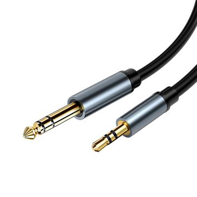 China aux audio cable HIGH FIDELITY gold plated COMPUTER Denoise OFC Small Jack 3.5mm to Big Jack 6.5mm Audio Jack Converter Cable 6.35mm for PC Speaker for sale