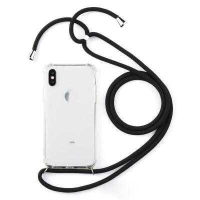 China Lanyard Transparent Mobile Cell Phone Hanging Neck Collar Shockproof/Soft/Washable TPU Case For Iphone X Xs Max Hot Sale Products for sale