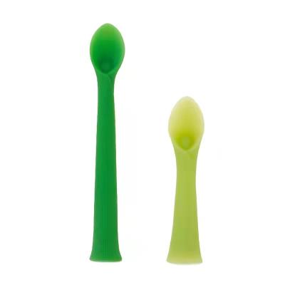 China BPA Free Baby Feeding Spoon Corn Trained Weaned Baby With Soft Silicone Tip Training Spoon Tooth Glue for sale