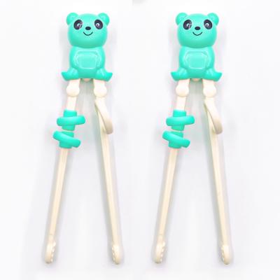 China Eco Friendly Viable Silicone Kids Learning Reusable Travel Cartoon Baby Kids Chopsticks Training Set For Kid for sale