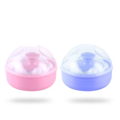 China Eco-freindly baby powder puff box container with handle baby body face care for sale