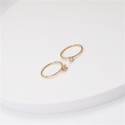 China Gold Color Stainless Steel Lead Free Nickel Free Simple Rings For Women Zirconia Rings 2020 Trending Jewelry Wholesale for sale