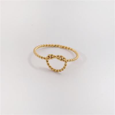 China Simple High End Lead Free Nickel Free Ring Stainless Steel Trendy Simple 18K Gold Rope Knot Gold Plated Jewelry for sale