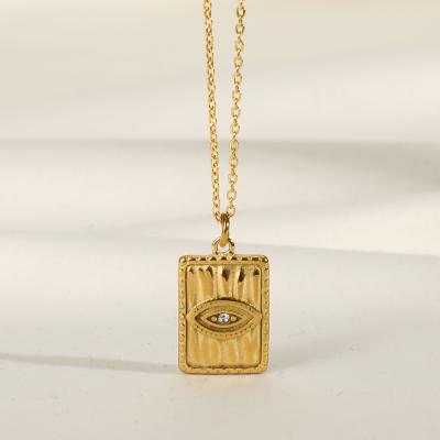 China New 2022 18K PVD Zirconia Eye Necklace Lead Free Nickel Free Gold Plated Stainless Steel Pendant Jewelry for sale