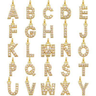 China High Quality Lead Free Nickel Free Zircon Initial Letter Pendant Charms Stainless Steel Alphabet Pendant for sale