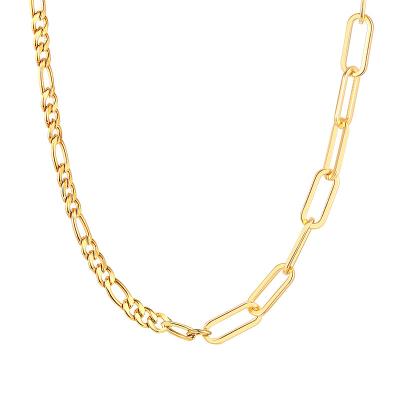 China Lead Free Nickel Free 18K Gold Plated Paperlink Chain Necklace Stainless Steel Choker Necklace Design Jewelry Wholesale for sale