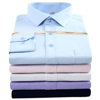 China Original Blue Plain Single Sleeve Anti-Wrinkle Shirt Manufacturer Anti-Wrinkle Shirts Men's Uniform Shirts Men's Shirts With Cotton Polyester for sale