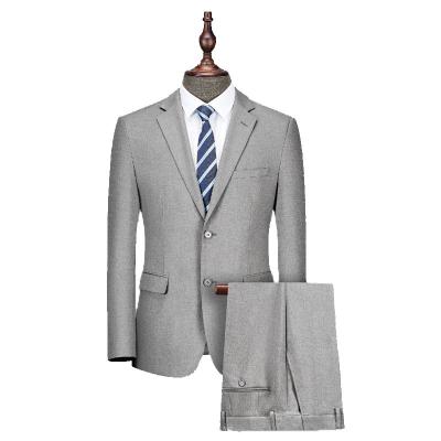 China High Quality Anti-wrinkle Gray Polyester Business Formal Suit plus size men's blazers wedding suits slim fit set for men for sale