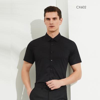 China Anti Wrinkle Men's Classic Black Shirt With Square Collar For Men Long Sleeves Slim Fit For Business Casual Dress Men's Shirt For Formal Wear T for sale