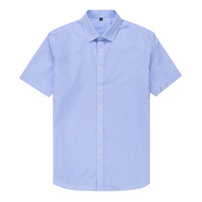 China New Design High Quality Customized Luxury Men's Anti-Wrinkle 100% Cotton Business Casual Dress Shirt With Light Blue Fine Grid Twill for sale