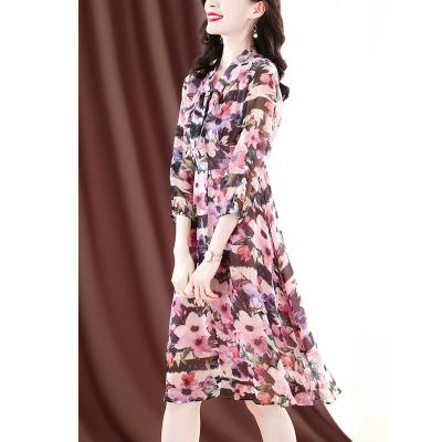 China Original factory high quality silk ladies dress 100% silk elegant anti-static women's dresses women's silk dress for sale