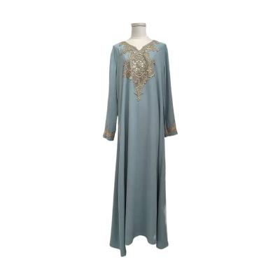 China OEM CDZD21029 Anti-Static Anti-Static African Women Dresses Oversized Muslim Fashion Embroidered Long Beaded Elegant Casual Dress for sale