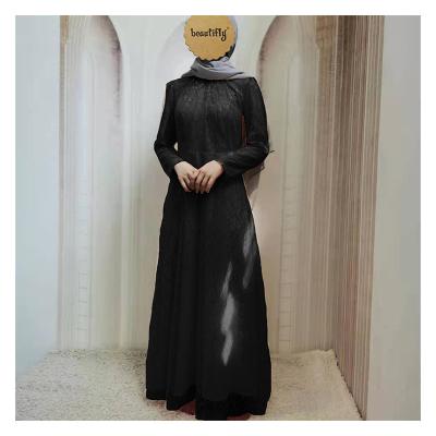 China Anti Wrinkle Workout Abaya Women Dress For Lace Up Solid Color Muslim Wedding Dress Pink Long Dress For Women for sale