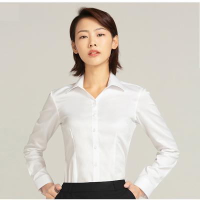 China Original Manufacturer Women's Business Anti-wrinkle Women's Business Shirt Anti-Wrinkle Dress Shirt Women's White Single Sleeve Long Sleeve Shirt With Cotton Polyester for sale