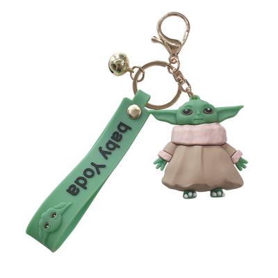 China XRH fashion animation key chain children's day eco-friendly PVC 3d pendant cartoon Yoda baby key chain novelty gift gift for sale