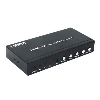 China METAL HDMI 2x1 Multi Viewer with POP 1080p60hz 2 Hdmi glitch left seamless switch screen splitter mode 2 in 1 for IR RS232 remote and for sale