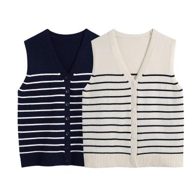 China Factory Wholesale QUICK DRY Summer Sleeveless Women Stripe Casual Cardigan Vest Tank Tops for sale