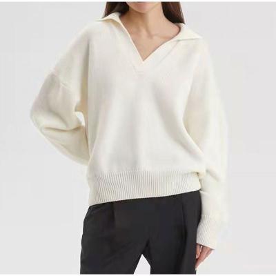 China Autumn Winter Women Sweater Long Sleeve Anti-wrinkle Turn Down Collar Sweater Jumper Loose Thick Sweater Pullover Cos Women for sale