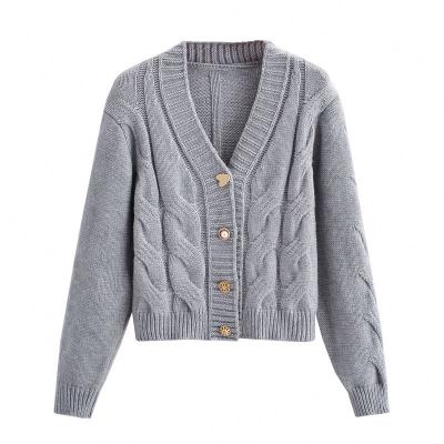 China Anti-Wrinkle Women Long Sleeve Knitted Casual Sweater Chompas Para Mujer Sweater Single Breasted Cardigan Women Long Cropped Top for sale