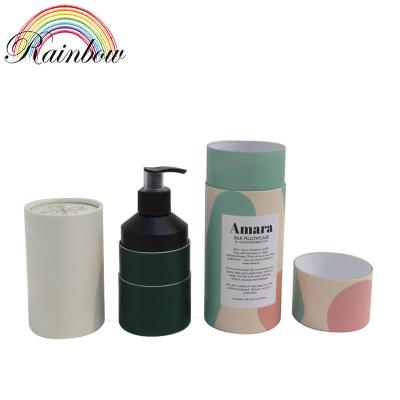 China Recycled Materials Custom Shampoo Bottle Round Cylinder Box Tube Packaging Paper Box For Cosmetic for sale