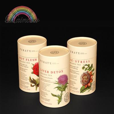 China Recycled Materials Luxury Customized Round Paper Tube Packaging Box For Tea Coffee With Printing for sale