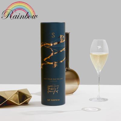 China Luxury Recycled Materials Wine Glass Cup Gift Box Packaging Long Cardboard Tubes Boxes Custom Printed for sale