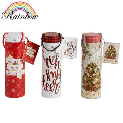 China Recycled Materials 33 Cm Height Round Christmas Holiday Wine Glass Gift Box Packaging for sale