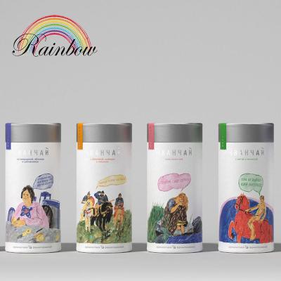 China Unique Paper Multiple Color Materials Design Recycled Paper Cylinder Paper Tube Painting Gift Box For Tea for sale