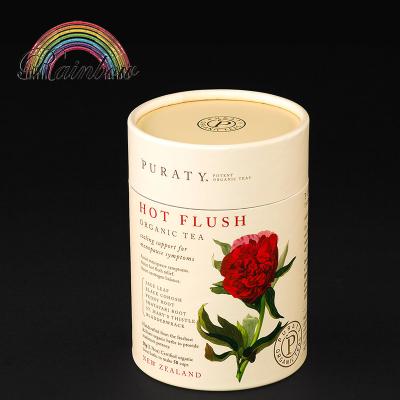 China Recycled Materials Kraft Paper Flower Tea Tube Cylinder Cardboard Box For Black Tea Packaging for sale