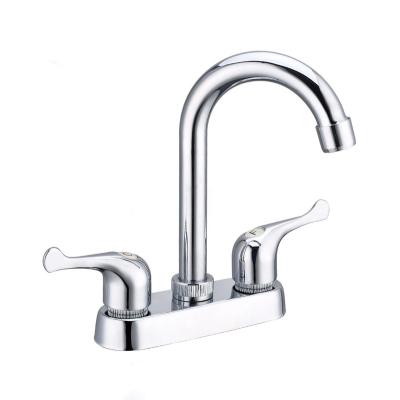 China Modern Lavatory Faucet Brass Body Chromed Double Handle Basin Faucet for sale