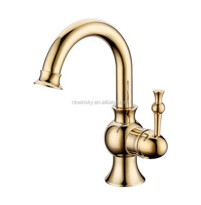 China Brass Gold Basin Faucet Metered Taps for sale