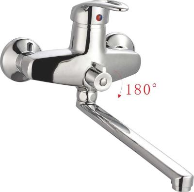 China Modern Good Prices Single Handle Shower Faucet Wall Mount Bathroom Faucet Set Bathtub Faucet With Long Spout for sale